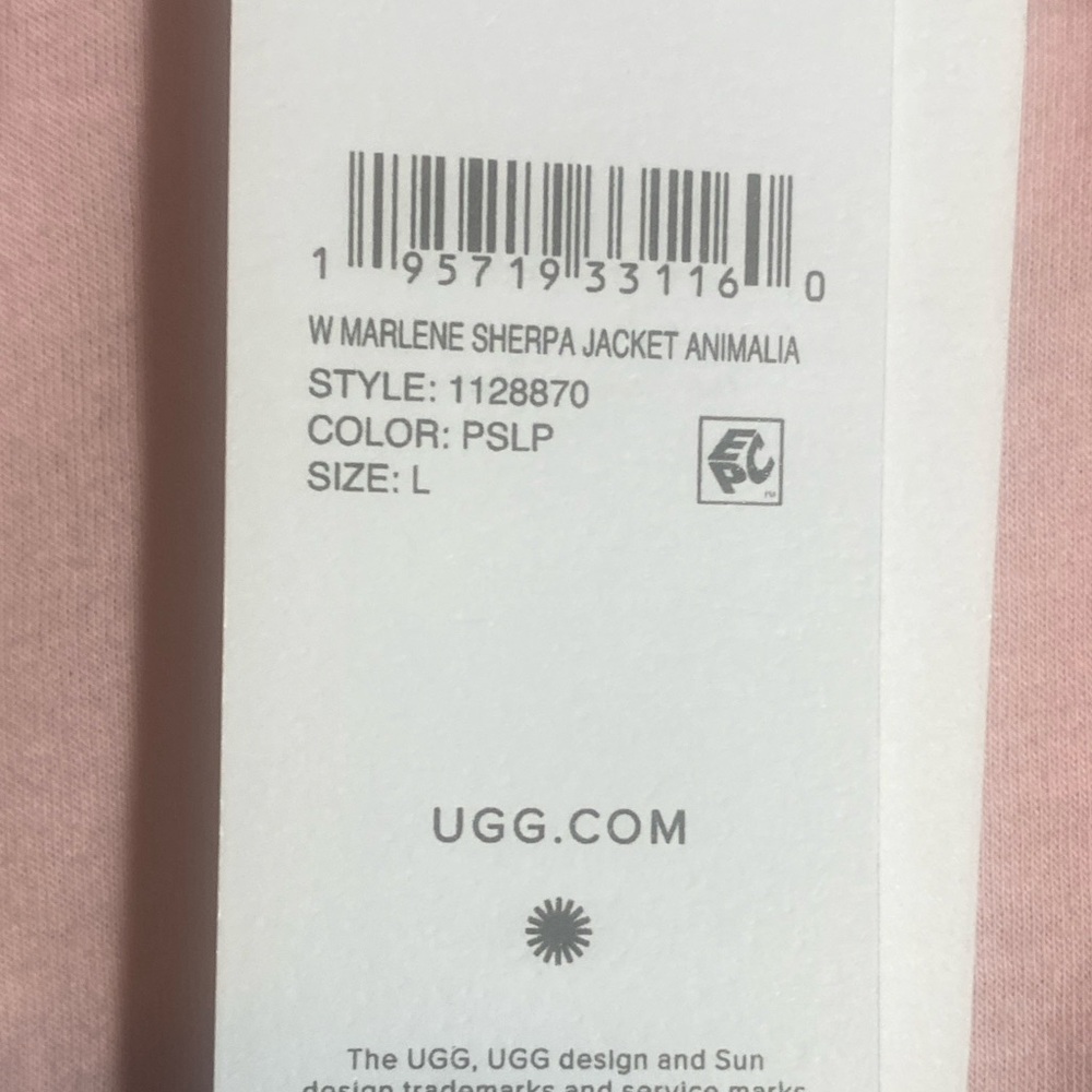 UGG Marlene Sherpa Jacket Animalia Full Zip Plush Fleece Stand Collar WMNS L NWT - Picture 7 of 13
